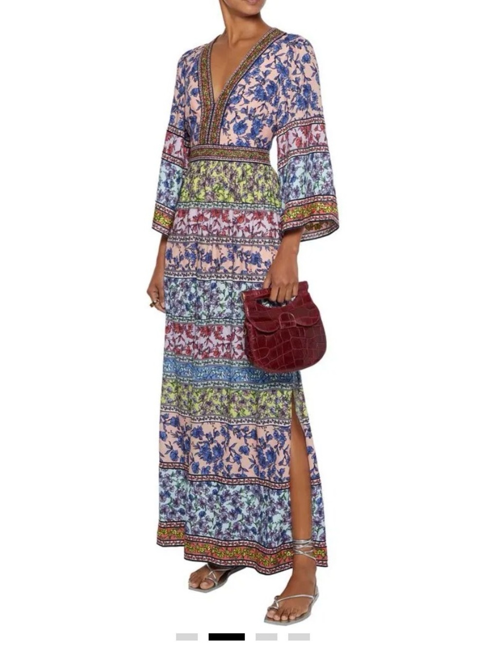 Alice + Olivia Multicolor Floral Print Maxi Dress - Pink Base Size 0 Like New